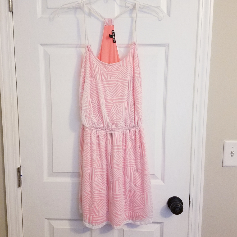 Express geometric overlay dress